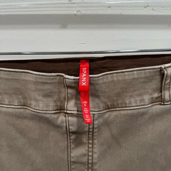 Spanx High Rise Stretch Twill Cropped Wide Leg Pants Tan Large - Picture 4 of 8